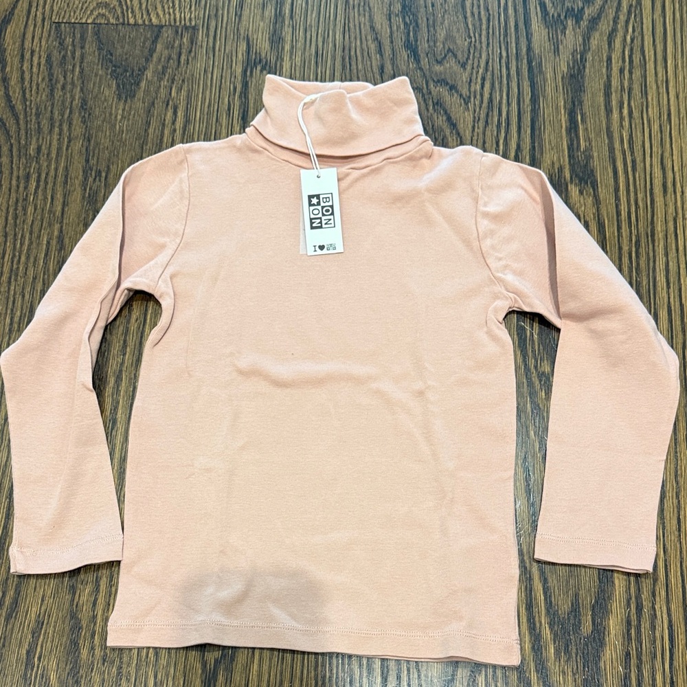 Bonton Girls Dusty Pink Turtleneck Long Sleeve Top
